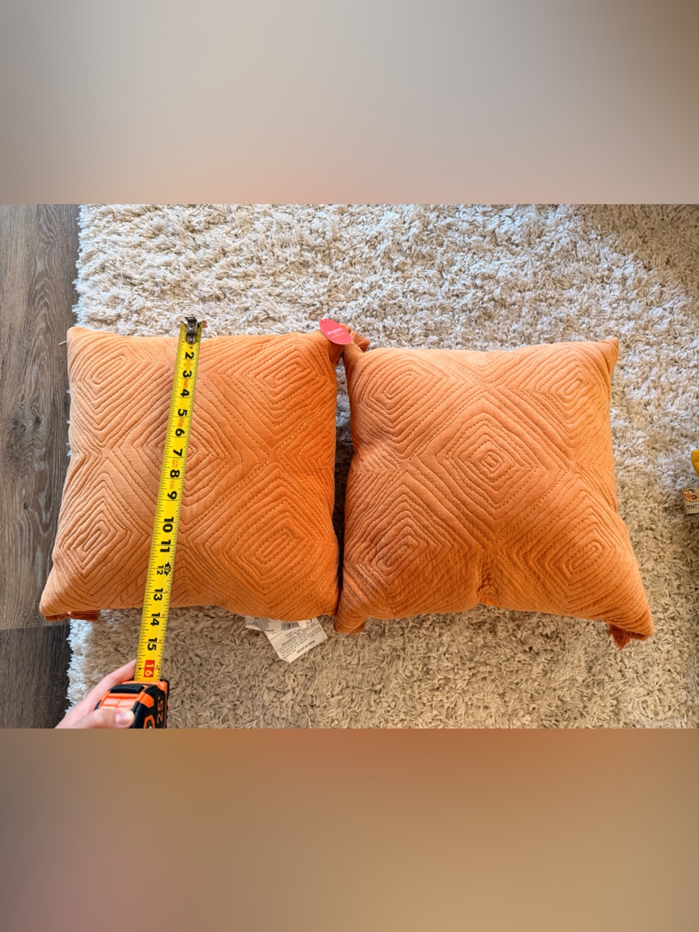 Opalhouse Orange Quilted Diamond Accent Pillow Pair 18inx18in